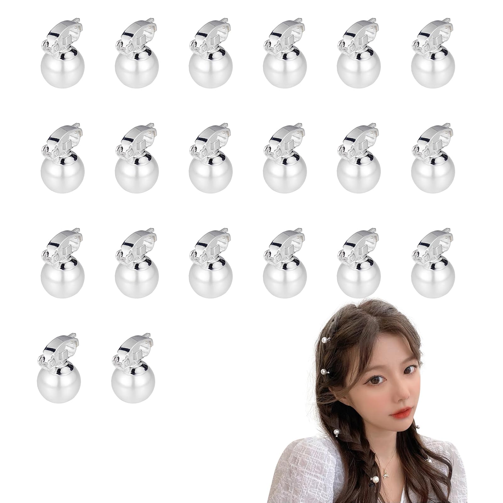 handmade♡編み込みパールチョコポニークリップ③ handmade編み込みパールチョコポニークリップ③